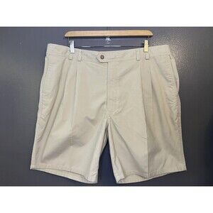 VTG Bugle Boy Company Shorts Mens 40 Beige Pleated Chino Elastic Waist Relaxed